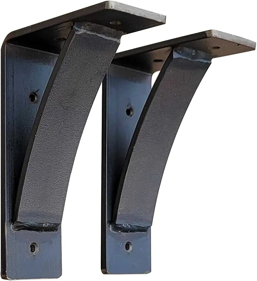Rustic Red Door Co. Heavy Duty Fireplace Steel Mantel Brackets - Countertop Support - Hand Welded Bracket (Pack of 2) (5"x8"x2.5", Natural Steel)