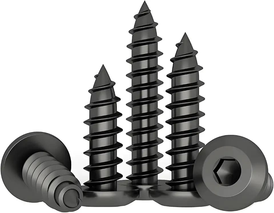 30-Stück Blechschrauben mit Innensechskant Φ8 mm aus Edelstahl A2 Schwarz, Selbstschneidende Schrauben M8 Holzschrauben (M8 x 40,Flachkopf)