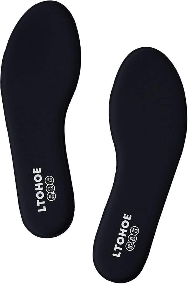 LTOHOE Memory Foam Insoles for Women Replacement Comfort 6mm Black US 7