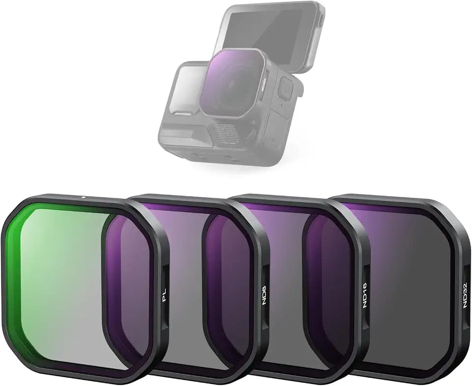 NEEWER 4 Pack ND & Polarizer Filters Compatible with Insta360 Ace Pro 2, PL/ND8/ND16/ND32, Action Camera Accessories, NOT Compatible with Updated Version Redesigned Round Octagonal Lens Guard, FL-A95