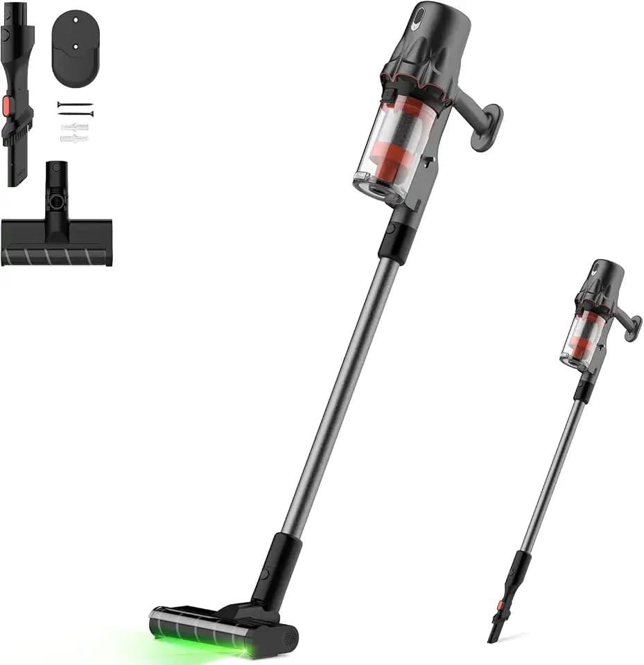 Deerma DEM-T30W Kabelloser Staubsauger 2-in-1 mit Stauberkennung, 240W Motor, 23kPa Saugkraft, HEPA-Filter, Weiche Bürste