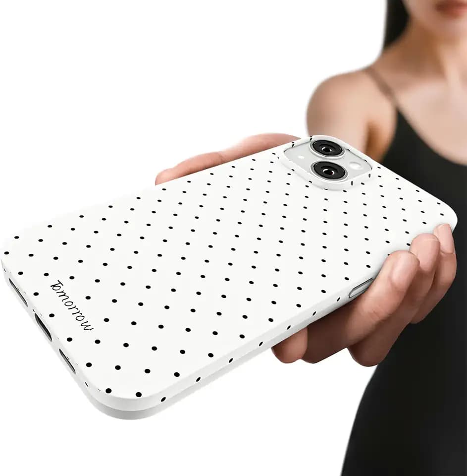 Compatible with iPhone 13 & iPhone 14 Case, with Polka Dot Aesthetics Design Simple Case for Women Girl, Cute Fashion Soft TPU Slim Protection Phone Case for iPhone 14/13 6.1'' - White