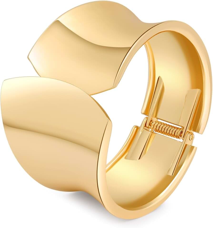 Bangle Bracelets for Women | 14K Gold Plated Trendy Wide Bracelets