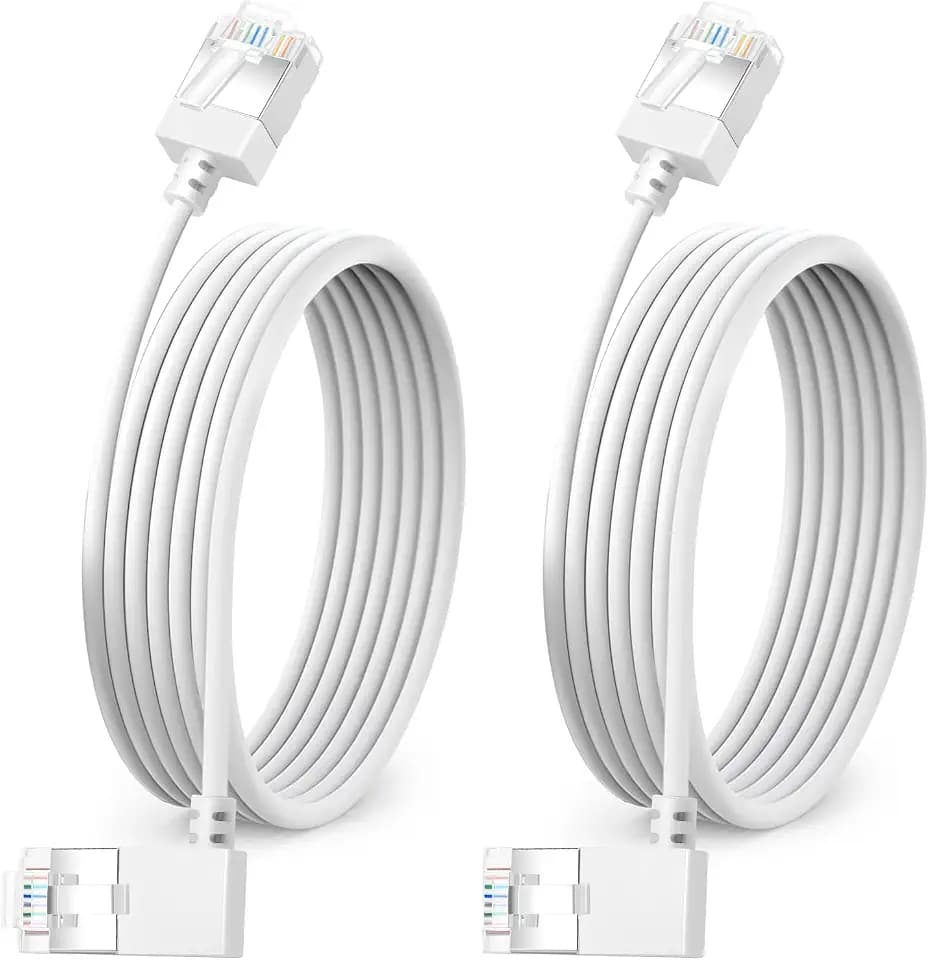 Ultra Slim Gigabit Cat6 Ethernet Cable 90° Left Angled 1.6FT 2Pack, UTP