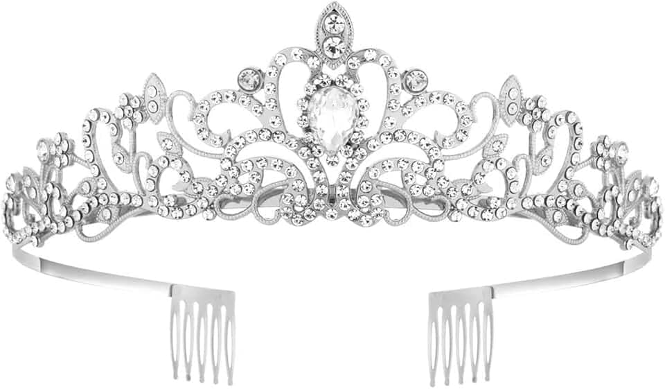 MIVAIUN Tiara Kristallkrone mit Strasskamm Silber Strass Tiara Hochzeit Tiara Hochzeit Braut Strass Krone für Geburtstags Hochzeit Abschlussball Prinzessinnenpartys Frauen