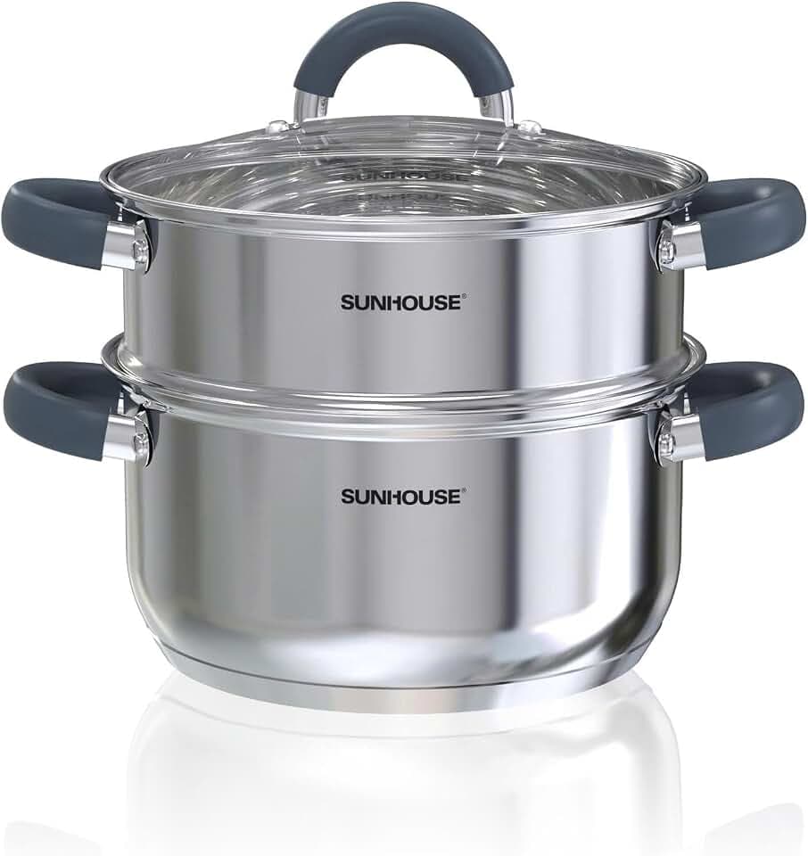 SUNHOUSE 3-Quart Stainless Steel Steamer Pot for Cooking Vegetables