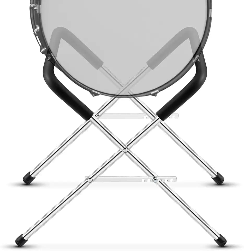 Zonon 1 Set Heavy Duty Multi Fit Folding Bass Drum Stand Adjustable 21 Inches Steel Bass Drum Legs Tubing with Protective Sleeve Accommodates Large Drums for Orchestra Band (Silver)