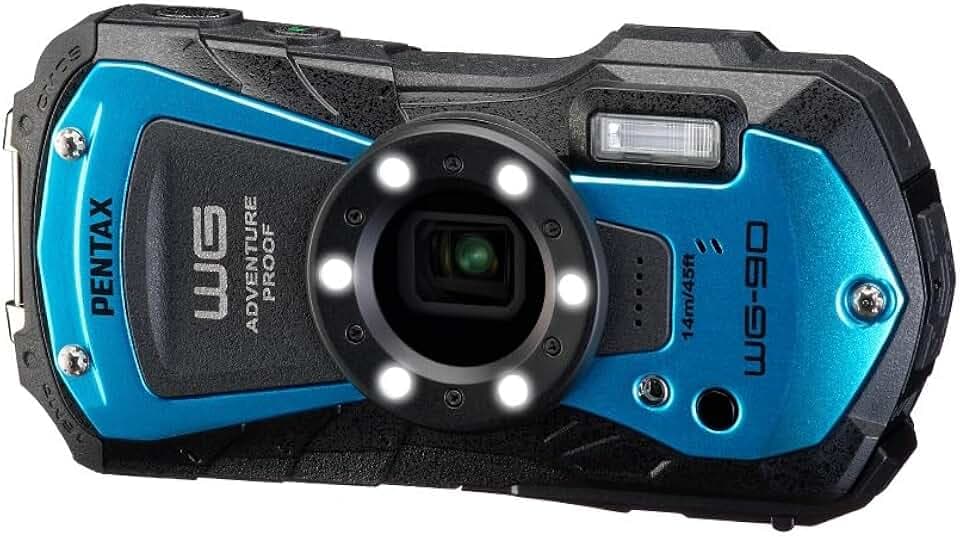 PENTAX WG-90 Blau - wasserdichte Digitale Kompaktkamera, entwickelt für die einfache Unterwasseraufnahmen bis zu Einer Tiefe von 14 Metern