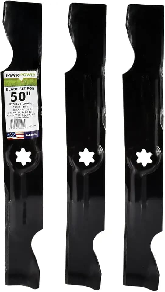 MAXPOWER 3-Blade Set for Many 50 in. Cut MTD, Cub Cadet, Troy-Bilt Mowers, Replaces OEM #'s 742-04056, 942-04056, 112-0316 and Others,Red