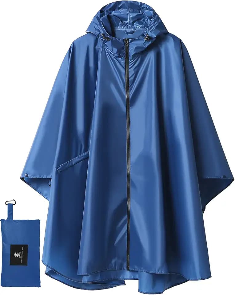 SaphiRose Adult Rain Poncho Waterproof Hooded Zipper Raincoat with Pockets