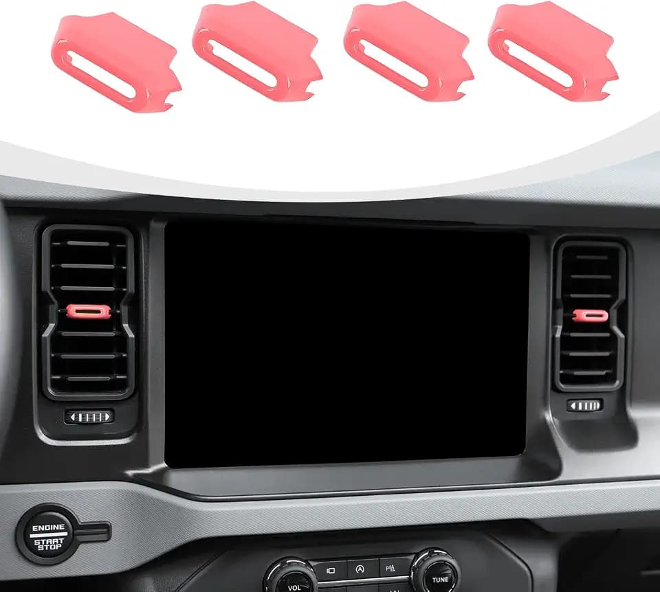 RAZPOY for Bronco Air Conditioning Outlet Adjustment Trim, 4PCS Central Control Air Outlet Vent Cover Compatible with 2021-2026 Ford Bronco Interior Accessories, Pink