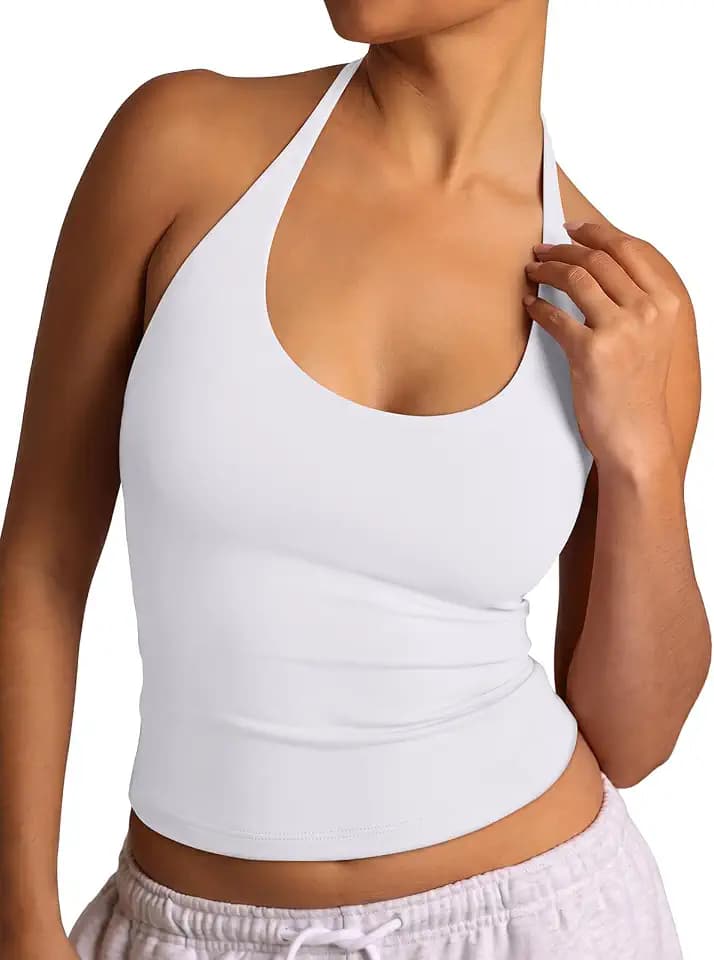 REORIA Women's Halter Backless Scoop Neck 2026 Summer Basic Tank Tops
