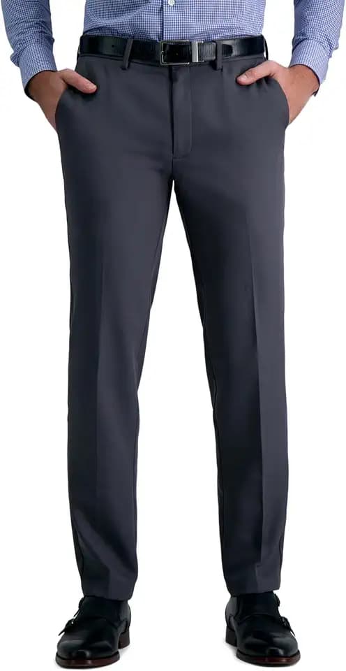 Louis Raphael Men's Slim Fit Flat Front Premium Stretch Gabardine Dress Pant