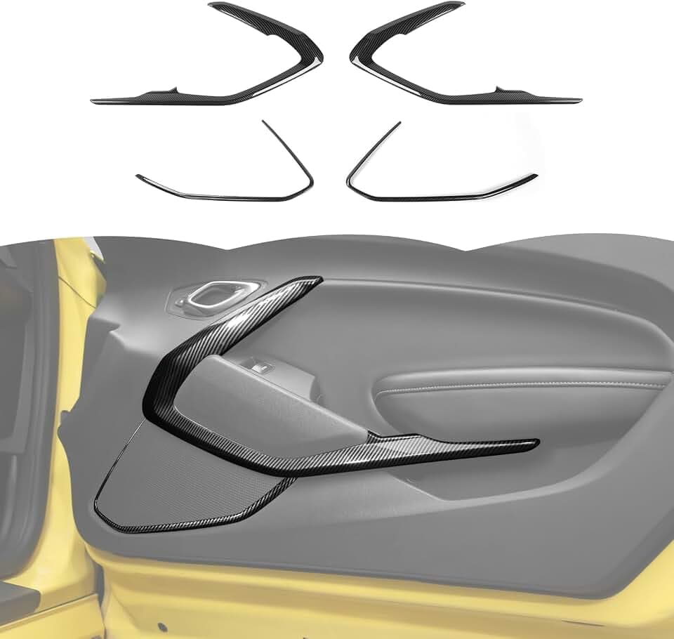 RT-TCZ Carbon Fiber Interior V Door Panel Trim Kit Cover Door Audio Speaker Frame Decoration Interior Accessories for Chevy Camaro 2017-2025