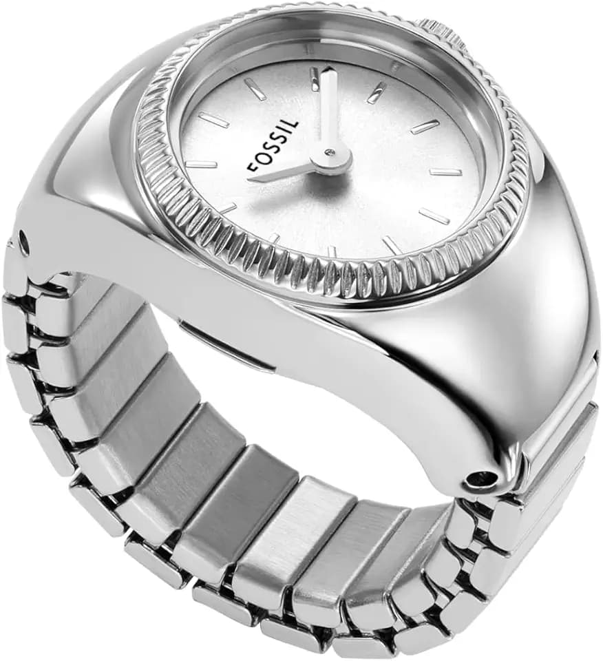 Fossil Women's Watch Ring, Quartz Stainless Steel Two-Hand Ring Watch for Women
