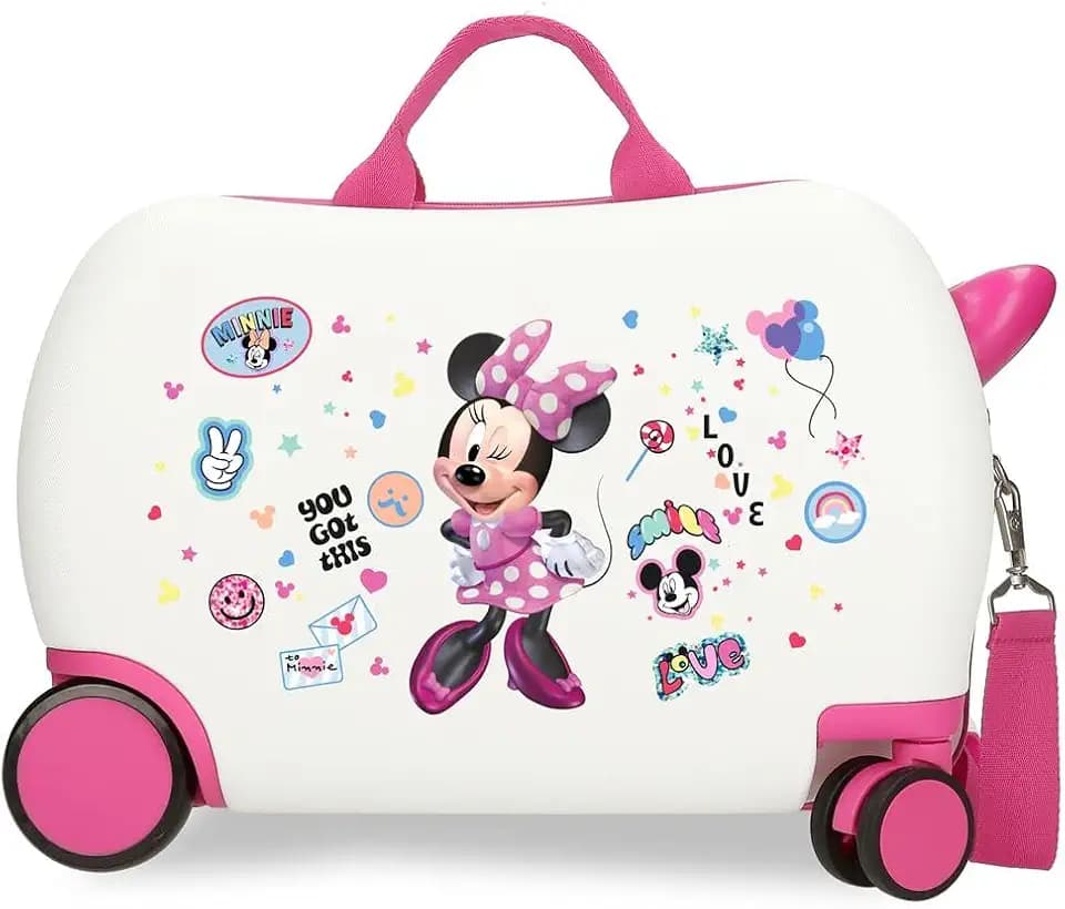 Joumma Disney Minnie Party Kabinenkoffer Weiß, Hart ABS Hartschalenkoffer ABS Kombinationsschloss Seite 28,4L 2 kg 4 Doppelrollen Gepäck Handgepäck
