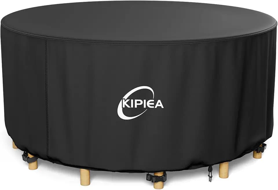 Kipiea Round Patio Table Cover Waterproof, Heavy-Duty Round Patio Furniture Covers, No Tears Anti UV No Fading (72" Dia x 28" H)