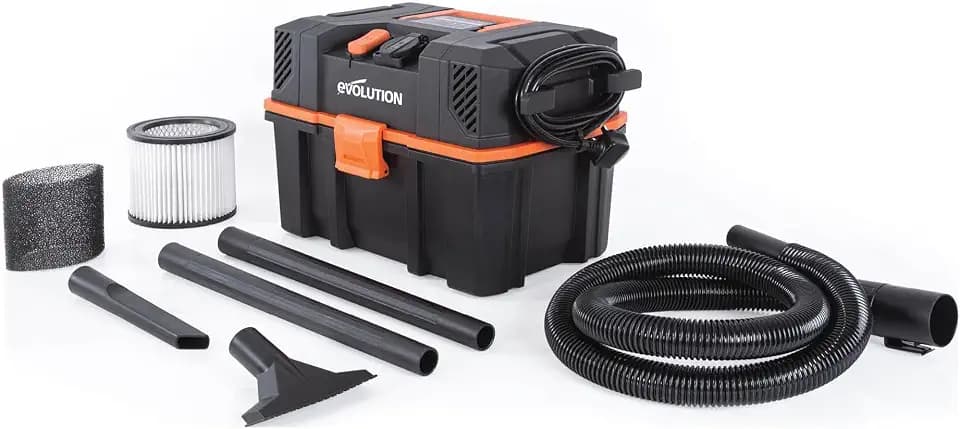 Evolution Power Tools R15VAC Nass-Trockensauger Staubsauger mit Dual-Luftfunktion, Saug- und Blasfunktion, Staubabsaugung, 15L, 1.000W, 42,5 L/S, Stromausgangsbuchse (1.700W), Inkl. Zubehör