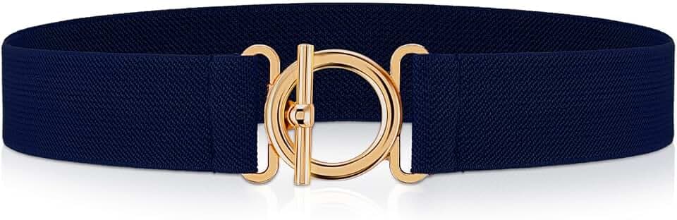 Elastischer Gürtel für Damen, Unsichtbarer Stretch Gürtel für Damen, Goldener Flacher Schnalle Taillengürtel, Elastischer Bund, Taillenband für Kleider, Jeans (Blau)