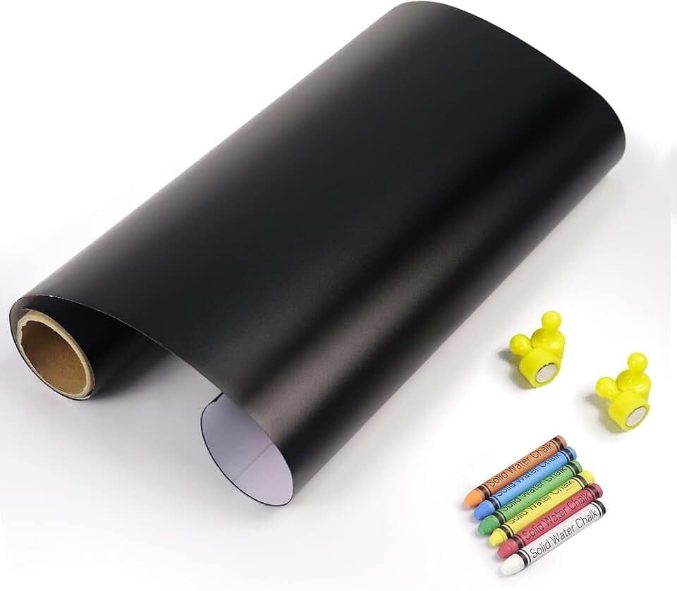 Tafelfolie Magnetisch Selbstklebend - 60 x 40cm, Inkl. Magnetfolie, 6 staublose Kreide, 4 Magneten