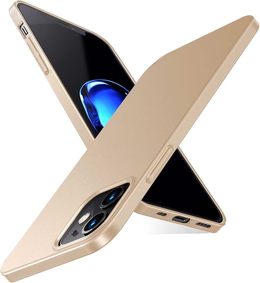Emlivi Ultra Dünn für iPhone 13 Mini Hülle Minimalism Seidig Glatt Matte Hardcase Schutzhülle iPhone 13 Mini Stoßfest Tasche Schale Handyhülle Anti Scratch Case Cover für iPhone 13 Mini, Gold