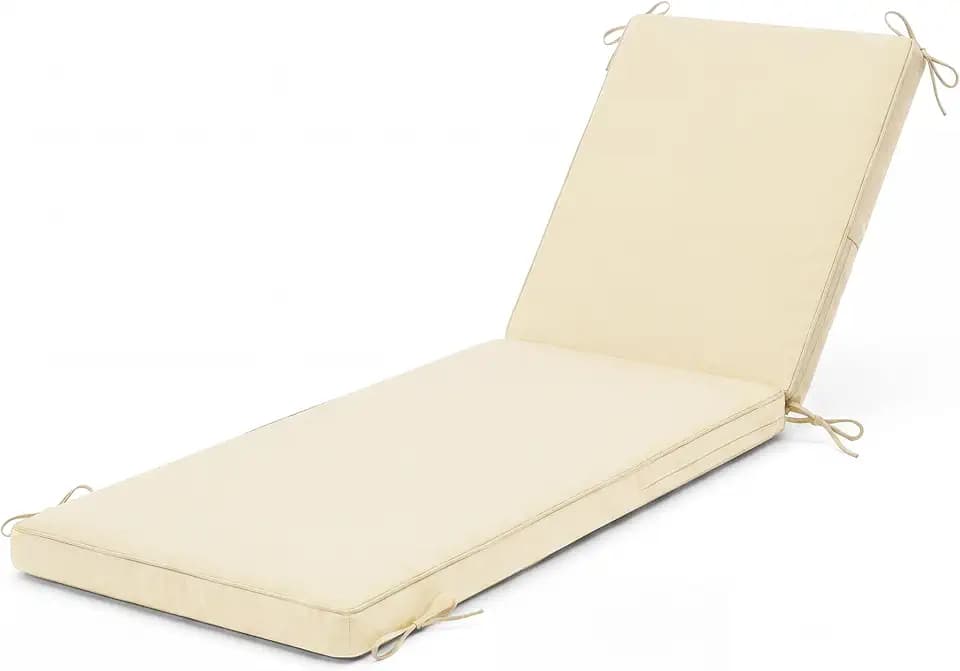 Chaise Lounge Cushion Outdoor, 72"x21"x3" Water-Resistant Beige