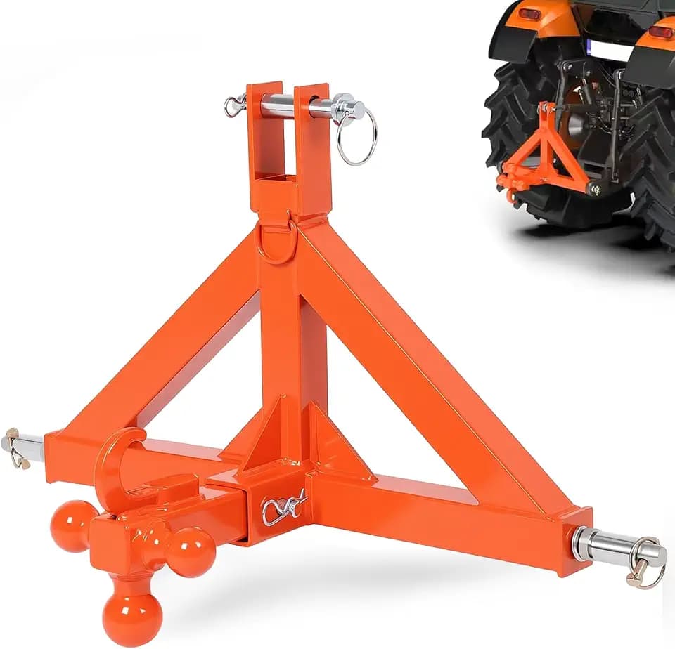 3 Point Trailer Hitch with 2" Receiver, 3 Pt Quick Hitch Attachment for Standard Category 1, Heavy Duty Tractor Mover Drawbar for Farm Equipment and Subcompact Trailer Hitch