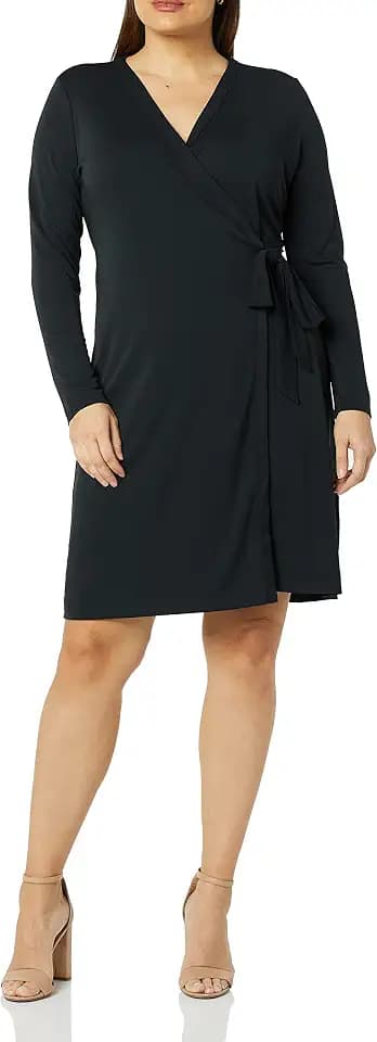 Amazon Essentials Women's Long Sleeve V Neck Wrap Dress