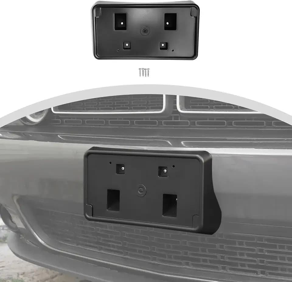 CheroCar Front License Plate Bracket Holder Mount Frame Fit for 2010-2026 Dodge Challenger Front Bumper License Plate Number Plate Holder Registration Frame Exterior Accessories