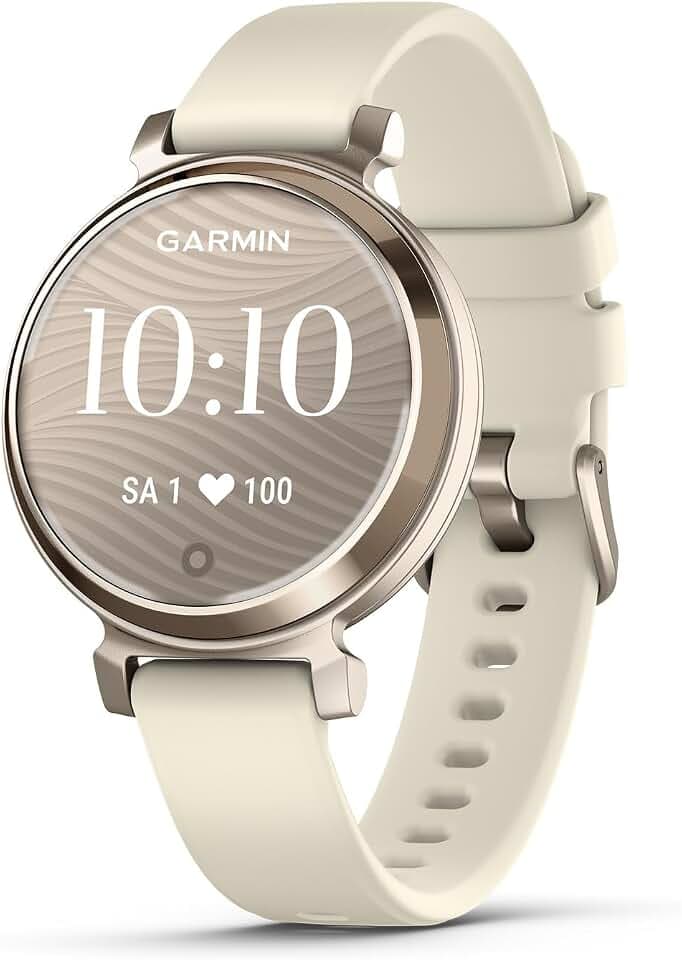 Garmin Lily 2, 35 mm, GPS-Fashion-Smartwatch, Cremegold Aluminium | LCD Display, bis zu 5 Tage Akkulaufzeit, 15+ Sport-Apps, Schlafanalyse, Frauengesundheit, Garmin Pay, Silikonarmband