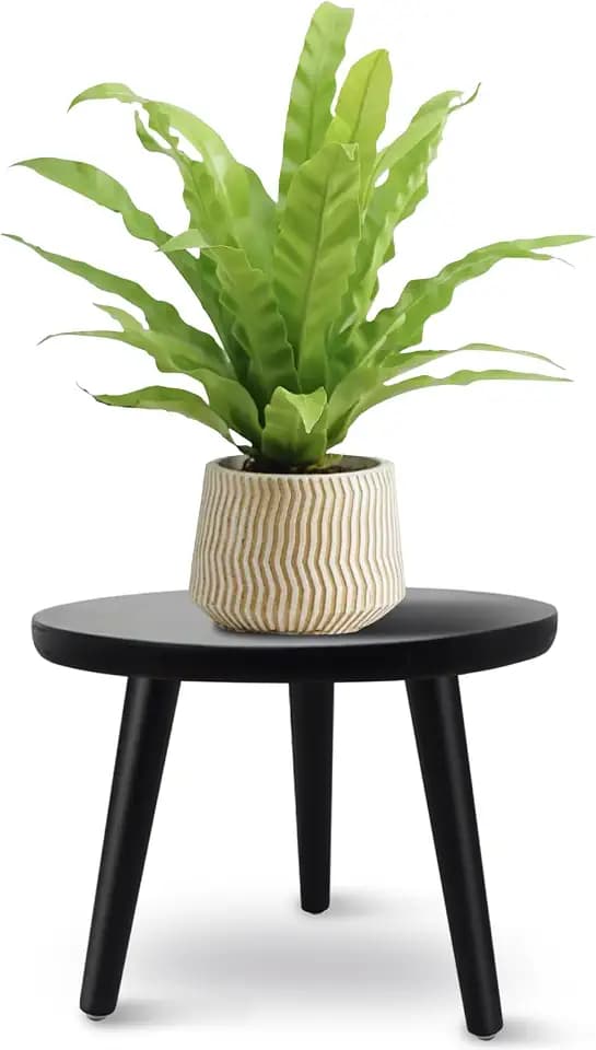Blumenständer Holz, Rundschreiben Pflanzenständer Hoch, Dreibein Pflanzenregal Indoor für Pflanzen, Topfpflanzen und Schnittblumen Wohnzimmer, Balkon Garten, 28*20cm (schwarz-s)