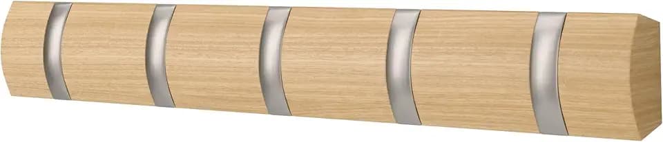 Umbra Flip Garderobenhaken, Platzsparend, 5 Haken, Natur/Nickel