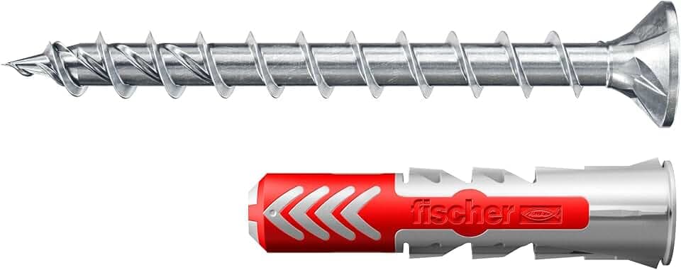 fischer DUOPOWER 8 x 40 S mit ETA, Universaldübel mit PowerFast II Schraube, 2-Komponenten-Dübel, Kunststoffdübel zur Befestigung in Beton, Ziegeln, Stein, Gipskarton uvm., 50 Dübel + 50 Schrauben