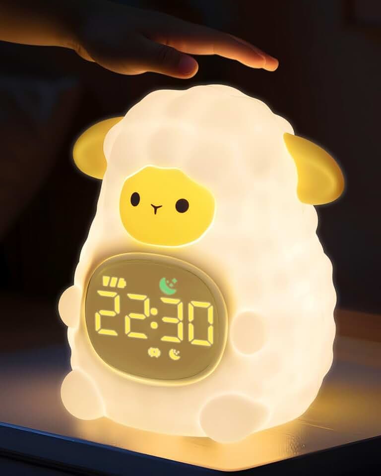 Yiliaw Sheep Alarm Clock with Night Light for Kids, Ok to Wake Clock