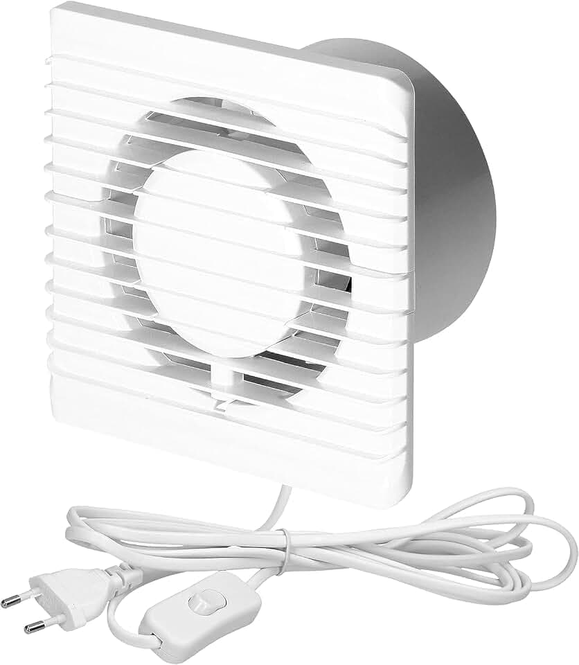 Bad lüfter 230V 125mm Leiser Badezimmer Lüfter Aufputz 34 dB 14 W Kabellänge 1,3 m mit Schalter Ideal für Bad Küche Toilette (mit Schalter)