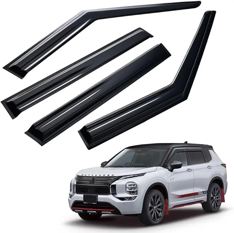 Tape-on Window Visor Compatible with Mitsubishi Outlander 2022 2023 2024 2025 2026,4PCS Black Window Vent Deflectors,Window Rain Guards