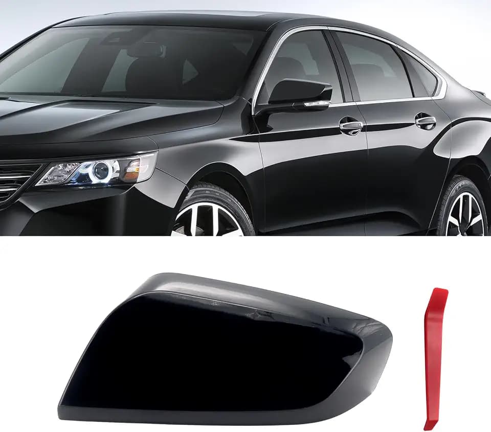 Left Driver Side Replacement Mirror Cover Compatible with Chevy Impala 2014 2015 2016 2017 2018 2019 2020 Exterior Door Side Rearview Mirror Cap Cover (Glossy Black)