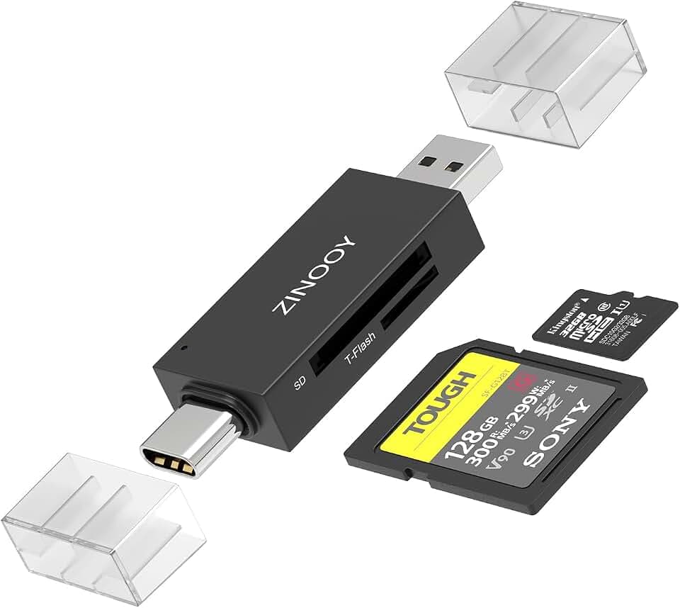 SD Kartenleser, USB C 3.0 Dual Plug Micro SD Adapter mit 5 Gbps Hihg Speed Transfer, Speicherkartenleser für iPhone, MacBook Pro, Samsung, unterstützt SD/Micro SD/TF/SDHC/SDXC/MMC