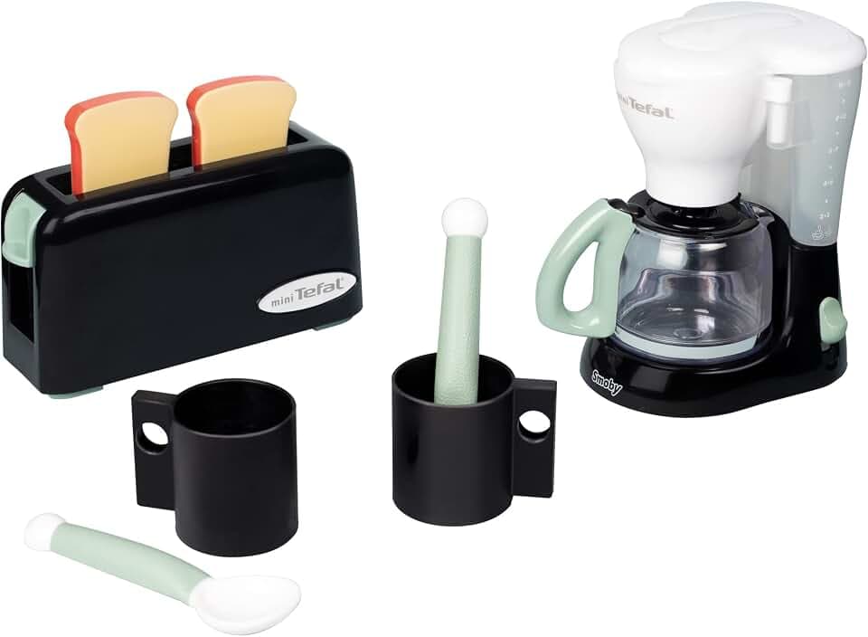 Smoby Toys - Tefal Frühstücks-Set für Kinder ab 3 Jahren - mit manuellem Toaster & Kaffeemaschine zum Spielen