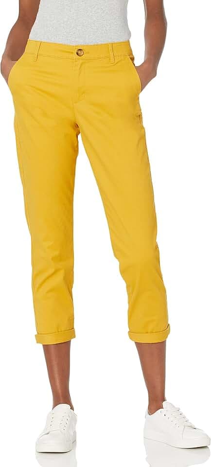 Amazon Essentials Damen Khakifarbene, Dehnbare Slim-Fit-Hose mit mittelhohem Bund (In Übergröße erhältlich)
