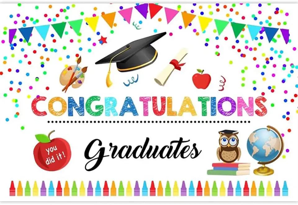 Graduation Backdrop 8x6ft Congratulations Graduates Backdrop