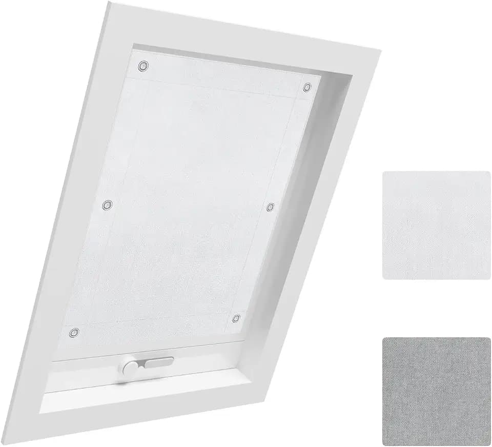 WOLTU Thermo Dachfenster Rollo ohne Bohren Weiß 96x93 cm