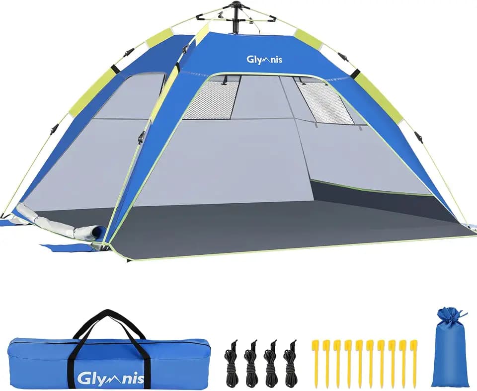 Glymnis Strandmuschel Quick Up Strandzelt Strand Zelt für 3-4 Personen