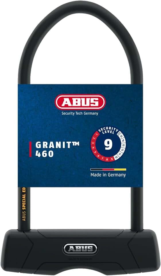 ABUS Bügelschloss Granit 460 + USH460-Halterung - Fahrradschloss mit Rundbügel - ABUS-Sicherheitslevel 9-300 mm Bügelhöhe