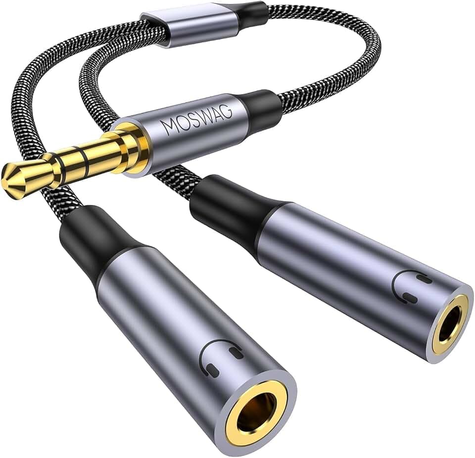 MOSWAG 3.5mm Stecker AUX Y Splitter Stereo Kopfhörer Audio Kabel Adapter