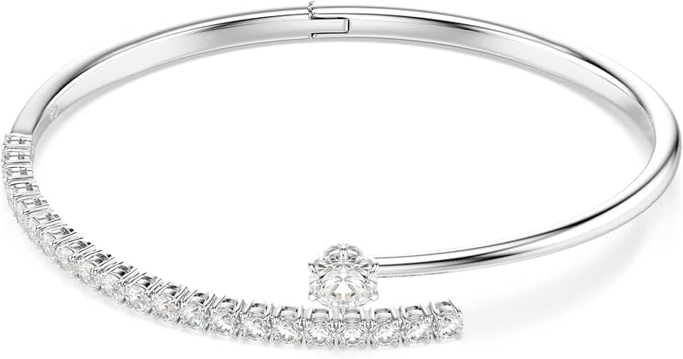 Swarovski Matrix Kollektion Armreif, Round Cut, Weiß, Rhodiniert