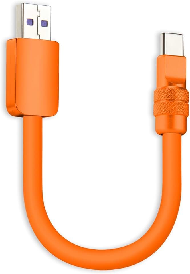 chubbycable Short USB A to C Cable 120W Charging Cable, All Orange, 10 inch
