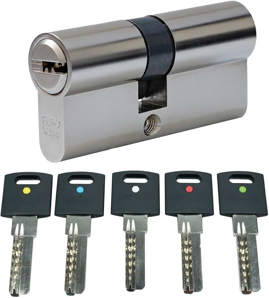 FELGNER Doppelzylinder XCOLOR | Schließzylinder Profilzylinder mit Not- und Gefahrenfunktion | Türzylinder tür Hausfür Wohnungtür Büro uvm | inklusive 5 Schlüssel mit Farbpunkt | 35/35 mm