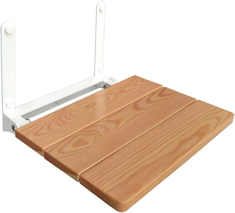 CASTELMERLINO Klappbarer Duschsitz mit Sitz aus Lärchenholz, TÜV-GS-Zertifiziert, Tragkraft 110 kg
