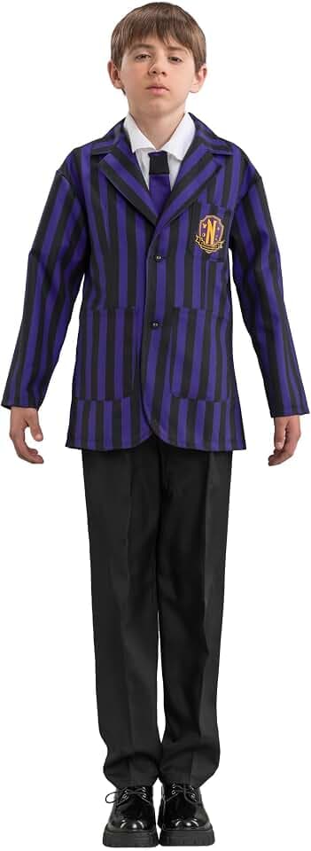 Chaks Wednesday Filmkostüm Xavier für Jungen | Schuluniform Schwarz Lila - Addams Family